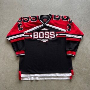 Vintage Boss Performance Hockey Jersey Size Medium Black Red Pullover